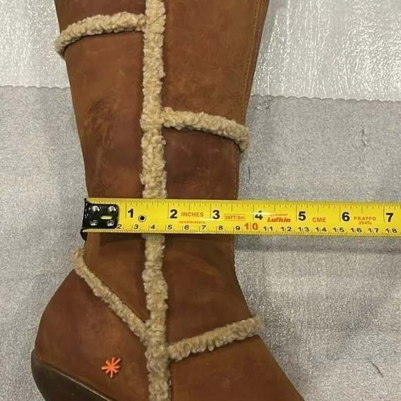 [39/8-8.5]The  Art Company Genuine Mustard Leather MidCalf Wool Heeled Boots - Picture 7 of 14